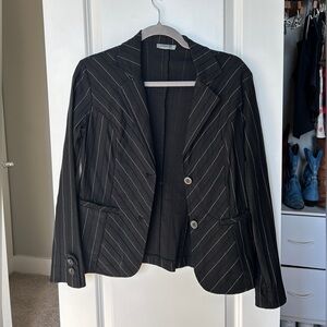Black and white pinstripe blazer